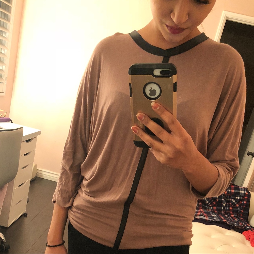 Black and Beige Jersey Top